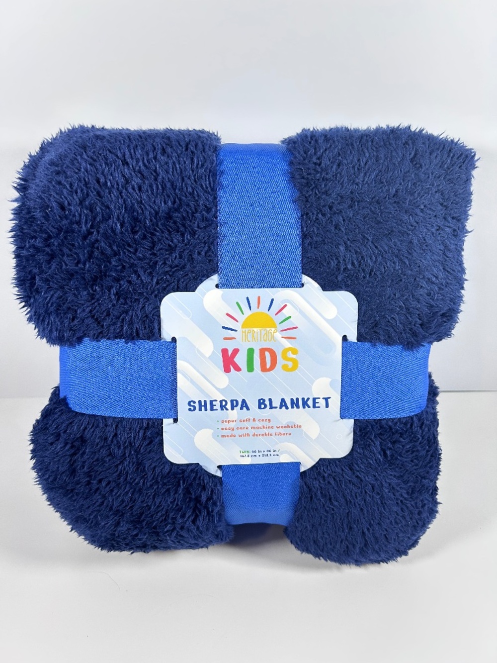 Kids Blue/Navy Soft Sherpa Blanket/Throw washable *TWIN SIZE* (66in x 86in) -NEW